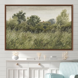Framed Canvas Oil Painting Landscape Wall Art, Nature Framed Large Gallery Art, Green Art, Vintage Art, Minimalist Art, Gift, Wall Decor