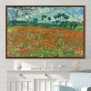 Vincent Van Gogh Poppy Field Canvas Art Print, Famous Painting, Frame Large Wall Art, Green Art, Vintage Art, Minimalist Art,Gift,Wall Decor