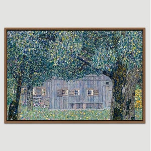 Gustav Klimt Art, Farmhouse In Upper Austria, Framed Canvas Art Print, Frame Large Wall Art,Vintage Minimalist Art,Green Art,Gift,Wall Decor