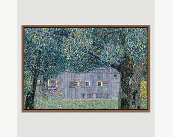 Gustav Klimt Art, Farmhouse In Upper Austria, Framed Canvas Art Print, Frame Large Wall Art,Vintage Minimalist Art,Green Art,Gift,Wall Decor