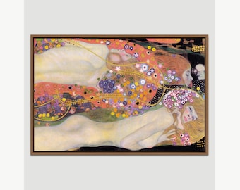 Gustav Klimt Art, Water Serpents, Framed Canvas Print Wall Art Famous Art, Frame Large Wall Art, Vintage Art, Gift, Living Room Wall Decor