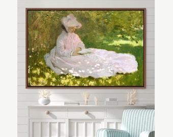 Claude Monet Framed Canvas | Springtime, Frame Large Wall Art, Impressionist Modern Art, Fine Art,Vintage Art,Minimalist Art,Gift,Wall Decor