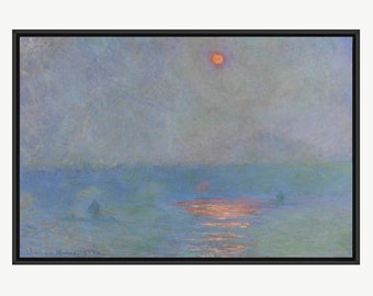 Claude Monet Framed Canvas | Waterloo Bridge Sunlight in the Fog