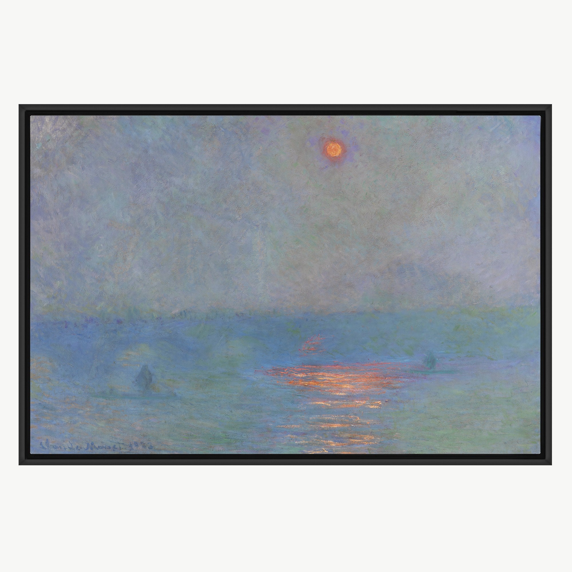 Claude Monet Framed Canvas | Waterloo Bridge Sunlight in the Fog