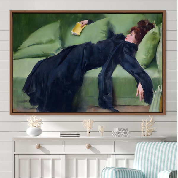 Decadent Girl by Ramon casas, Framed Canvas Print, Large Wall Art Print, Abstract Large Art, Vintage Art, Minimalist Art, Gift, Wall Decor