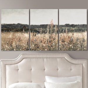 3 Piece Canvas Wall Art Set Landscape Wall Art Wildflower - Etsy