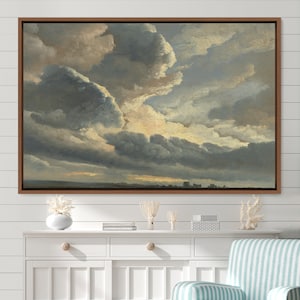 Framed Canvas Oil Painting Landscape Wall Art, Clouds Wall Art Print, Clouds Landscape Framed Large Gallery Art, Minimalist Art