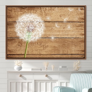 Frame Wall Art Dandelion in The Wind on Wood Panels Nature Wilderness Flower Canvas Art Print, Frame Large Wall Art, Gift, Wall Decor