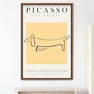 Framed Wall Art Picasso Abstract Dog Animals Illustrations Modern Canvas Art, Frame Large Wall Art, Gift, Wall Decor