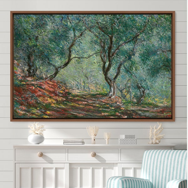 Claude Monet Framed Canvas Print, Olive Trees in the Moreno Garden,Frame Large Wall Art,Green Art,Vintage Art,Minimalist Art,Gift,Wall Decor