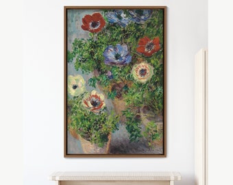Claude Monet Framed Canvas | Still Life Anemones 1885, Frame Large Wall Art, Fine Art, Flower Art,Vintage Art,Minimalist Art,Gift,Wall Decor