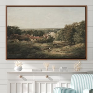 Framed Canvas Oil Painting Landscape Wall Art, Nature Framed Large Gallery Art, Green Art, Vintage Art, Minimalist Art, Gift, Wall Decor