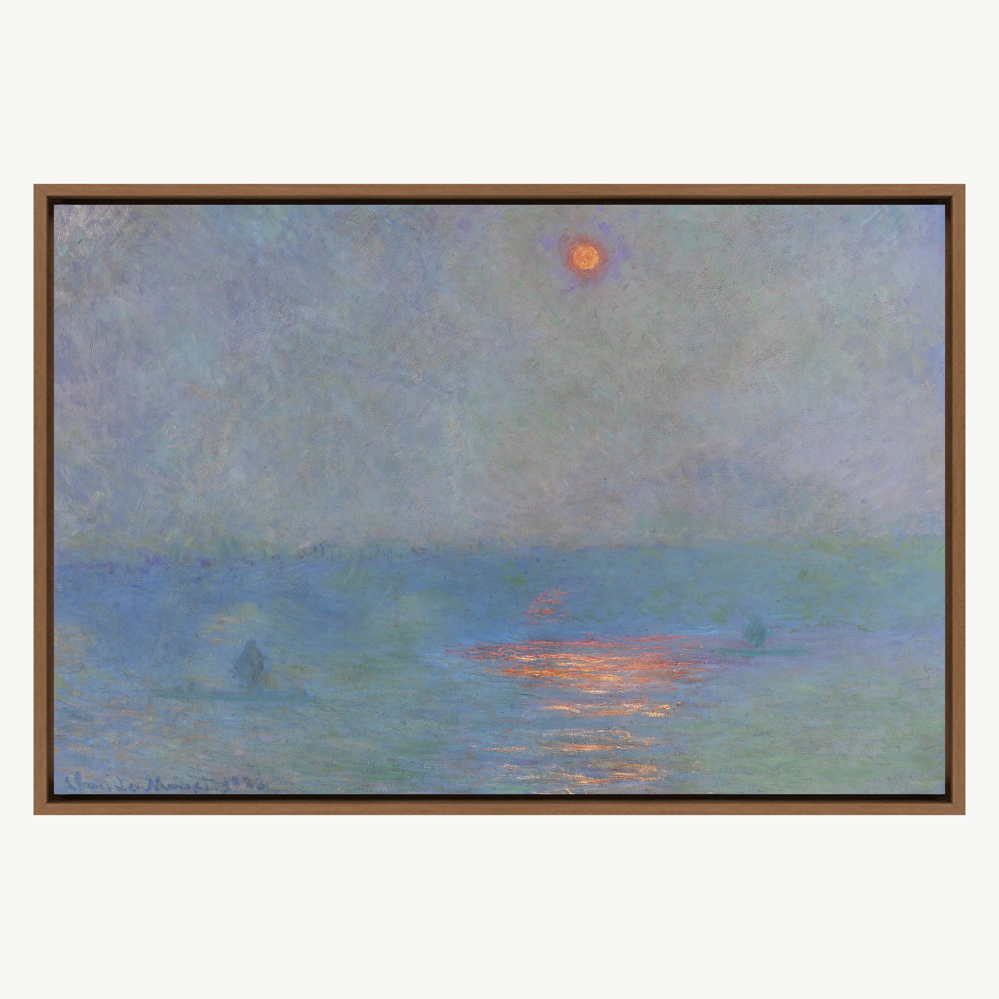 Claude Monet Framed Canvas | Waterloo Bridge Sunlight in the Fog