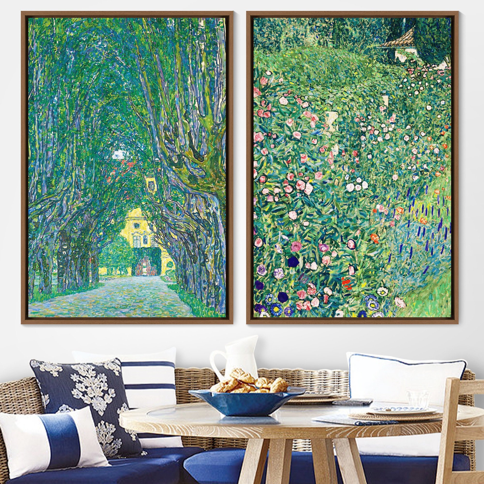 Gustav Klimt 2 Piece Canvas Wall Art Set, Framed Canvas Print Wall