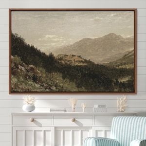 Framed Canvas Oil Painting Landscape Wall Art, Nature Framed Large Gallery Art, Green Art, Vintage Art, Minimalist Art, Gift, Wall Decor