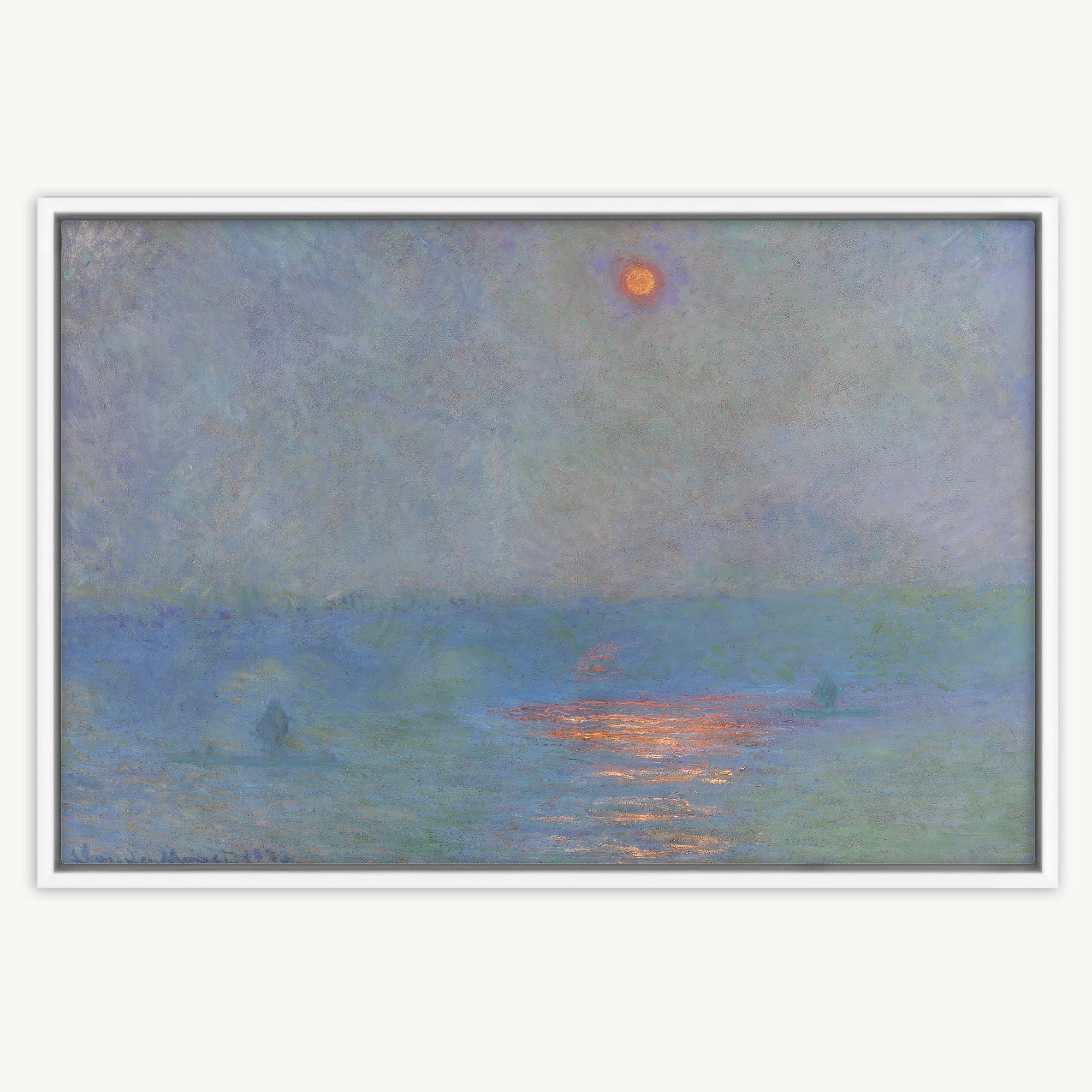 Claude Monet Framed Canvas | Waterloo Bridge Sunlight in the Fog