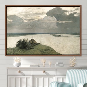 Framed Canvas Oil Painting Landscape Wall Art, Nature Framed Large Gallery Art, Green Art, Vintage Art, Minimalist Art, Gift, Wall Decor