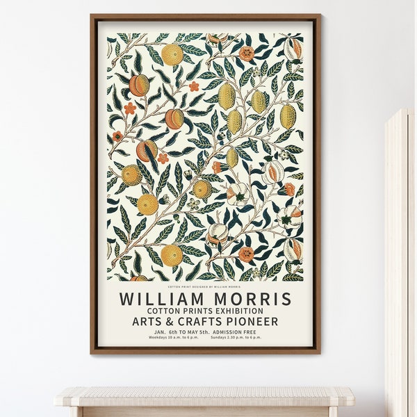 Framed Canvas Wall Art Cotton Prints Exhibition by William Morris Historic Cultural Illustrations Framed Large Gallery Art, Abstract Art