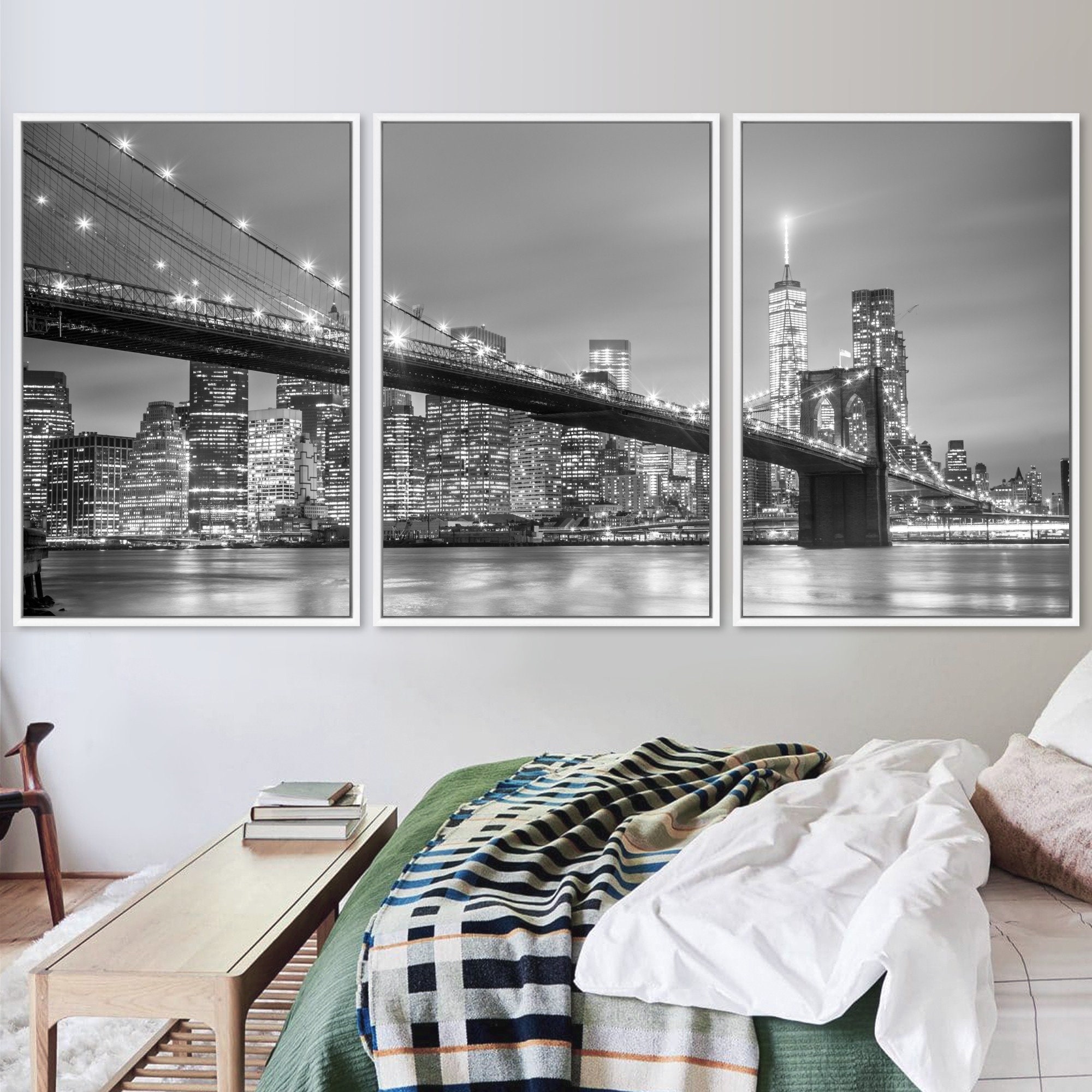 Black White Manhattan Bridge in NYC Architecture Cityscape