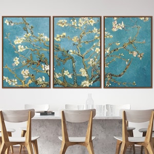 3 Piece Canvas Wall Art Set, Vincent Van Gogh Almond Blossoms Floral Plants, Large Wall Art Print, Landscape Wall Decor Vintage Art, Gift