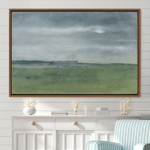 Framed Canvas Oil Painting Abstract Landscape Wall Art, Nature Framed Large Gallery Art, Vintage Art, Green Art, Minimalist Art