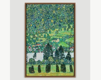 Gustav Klimt Art, A Slope in a Forest on Attersee Lake, Framed Canvas Art Print, Frame Large Wall Art, Vintage Art,Green Art,Gift,Wall Decor