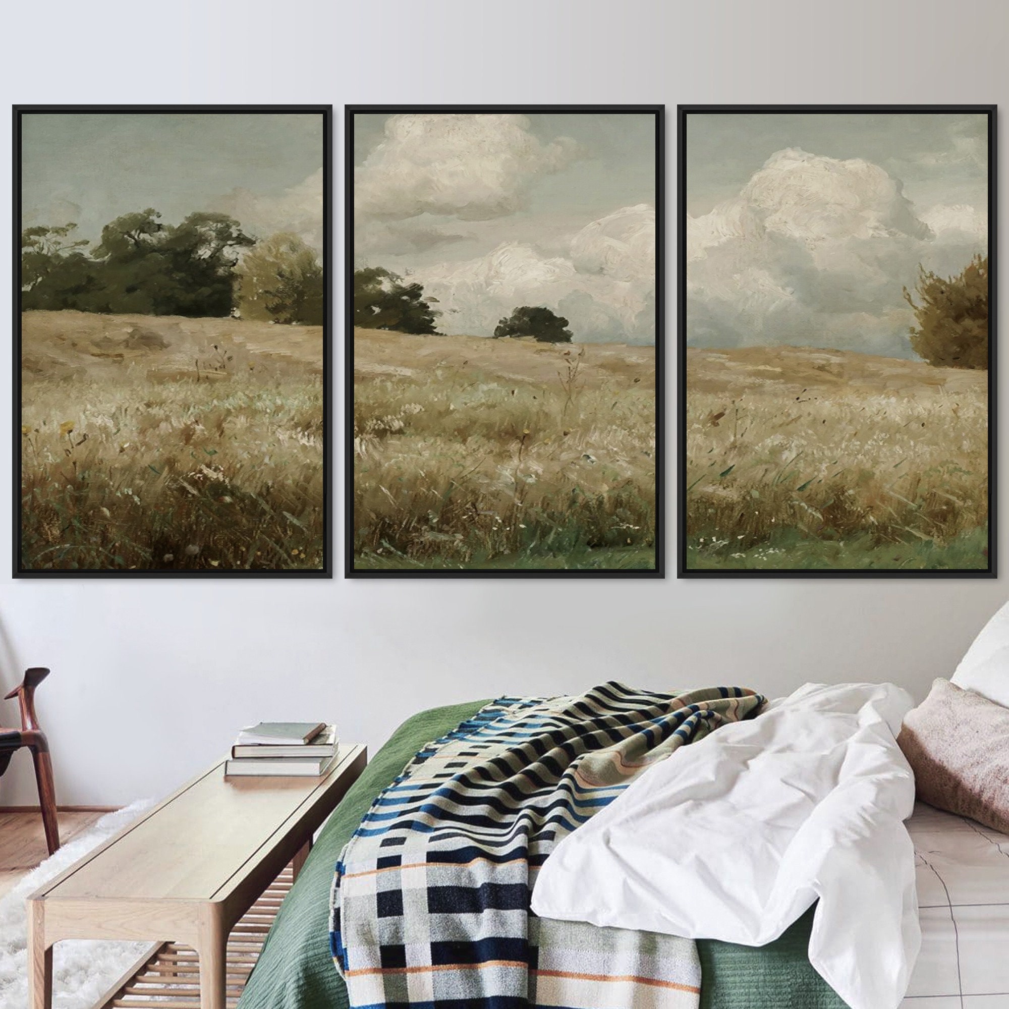 3 Piece Canvas Wall Art Set, Framed Canvas Oil Painting Landscape Wall ...