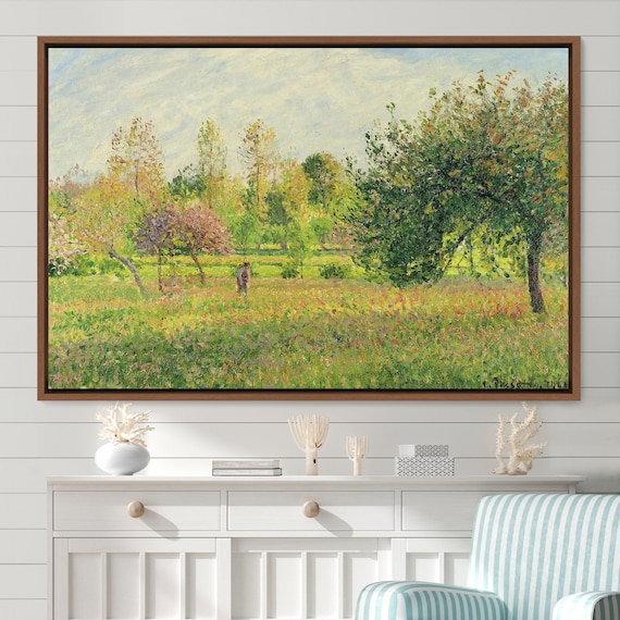 Framed Canvas Oil Painting Landscape Wall Art, Nature Framed Large Gallery Art, Green Art, Vintage Art, Minimalist Art, Gift, Wall Decor
