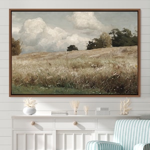 Framed Canvas Oil Painting Landscape Wall Art, Nature Framed Large Gallery Art, Vintage Art, Minimalist Art for Room, Bedroom, Office
