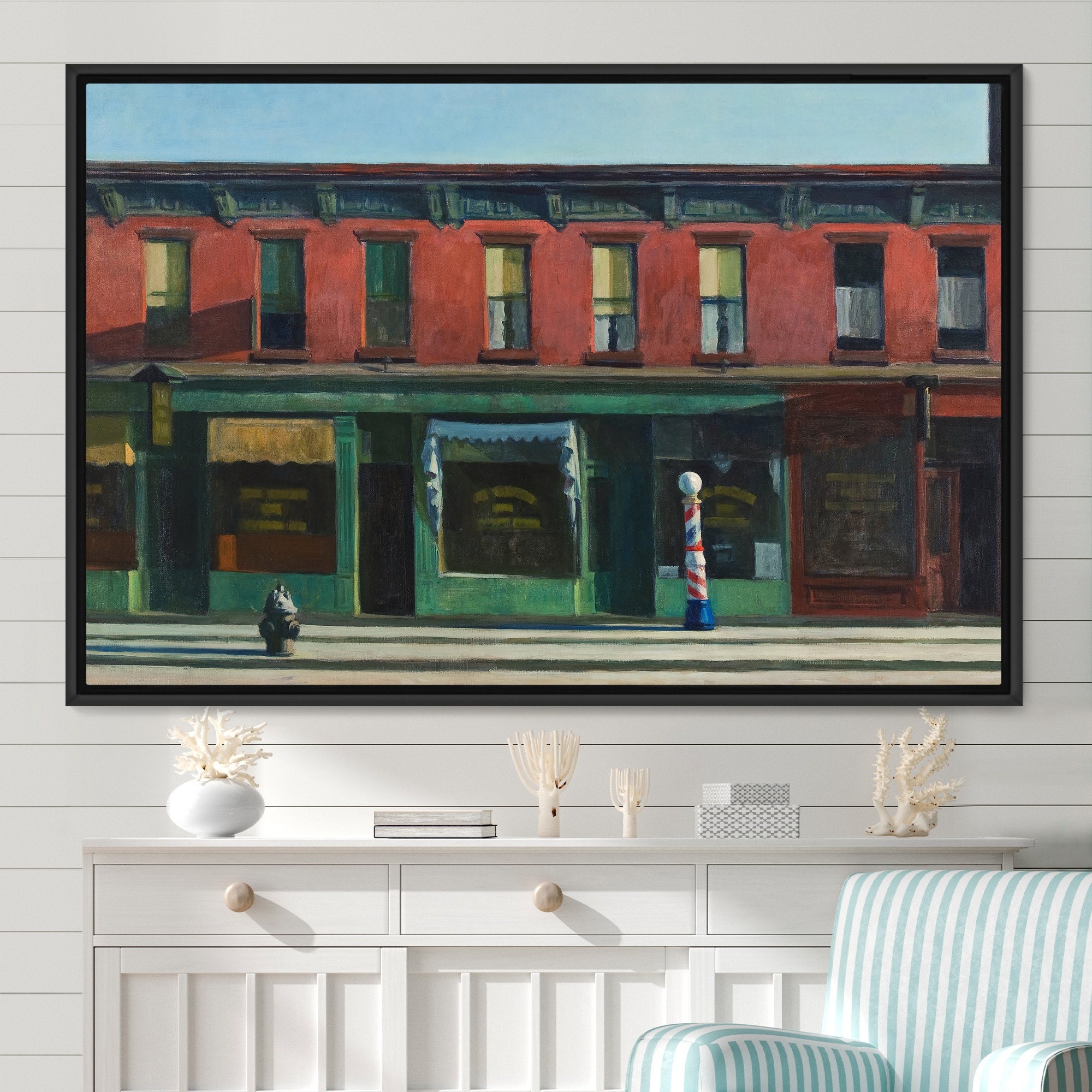 Edward Hopper Early Sunday Morning, Framed Canvas Print, Large