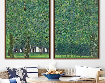 Gustav Klimt 2 Piece Canvas Wall Art Set, Framed Canvas Print Wall Art Famous Art,Frame Large Wall Art,Vintage Art,Green Art,Gift,Wall Decor