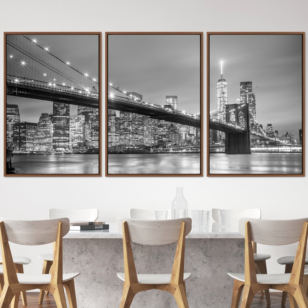 Black White Manhattan Bridge in NYC Architecture Cityscape