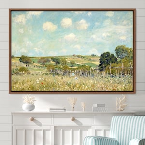 Framed Canvas Oil Painting Landscape Wall Art, Nature Framed Large Gallery Art, Green Art, Vintage Art, Minimalist Art, Gift, Wall Decor