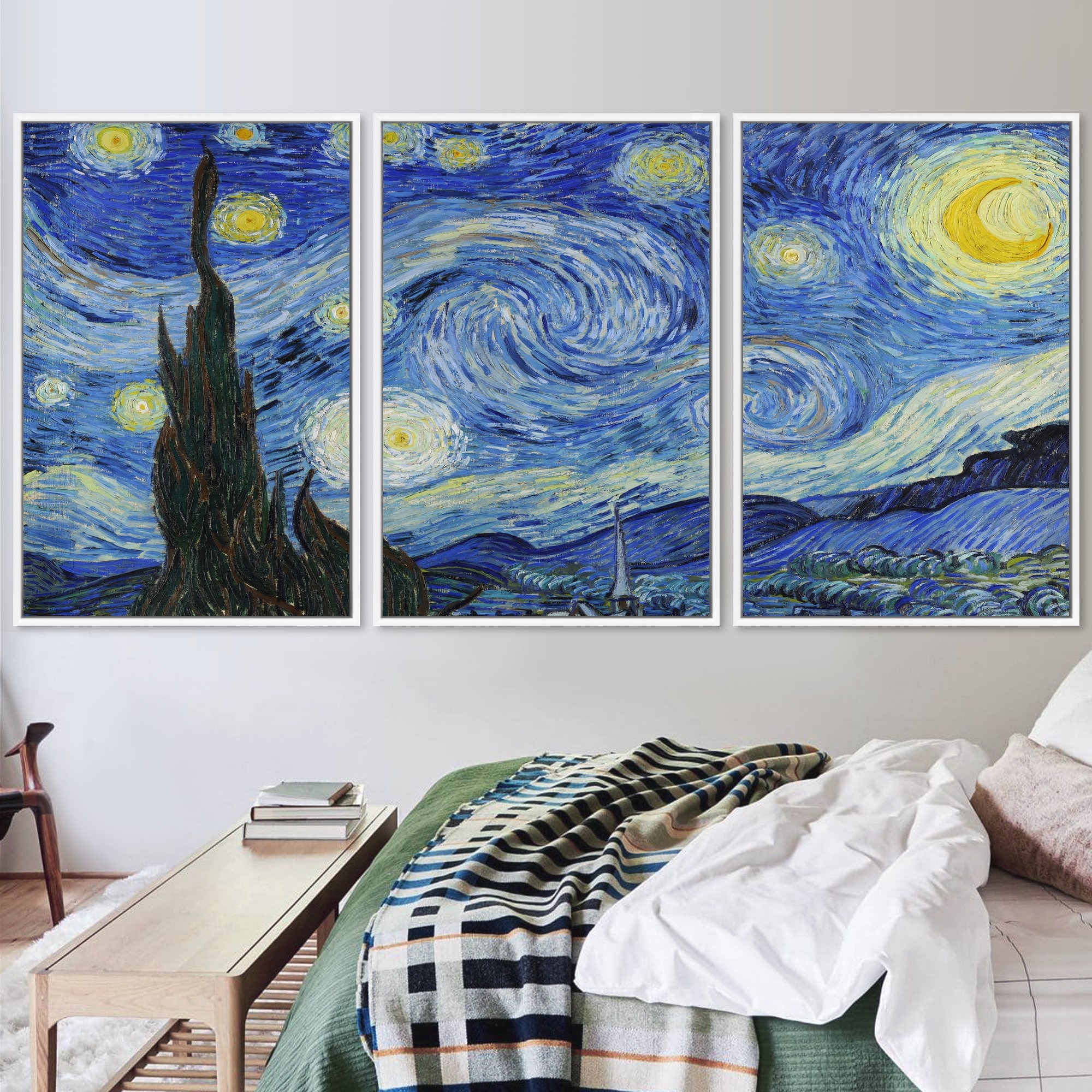 3 Piece Canvas Wall Art Set, Vincent Van Gogh the Starry Night