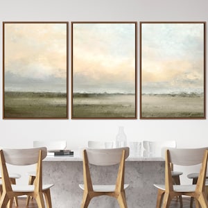 3 Piece Canvas Wall Art Set, Minimal Pastel Sunset Desert, Landscape Nature Abstract Illustrations Modern Art, Large Vintage Wall Art, Gift