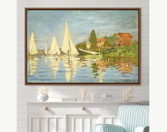 Claude Monet Framed Canvas | Regattas at Argenteuil, Frame Large Wall Art, Fine Art, Modern Art, Vintage Art, Minimalist Art,Gift,Wall Decor