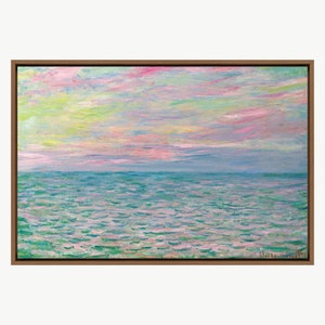 Claude Monet Colourful Coastal Ocean Landscape, Vintage Wall Art, Canvas Art Print, Frame Large Wall Art, Gift, Living Room Wall Decor
