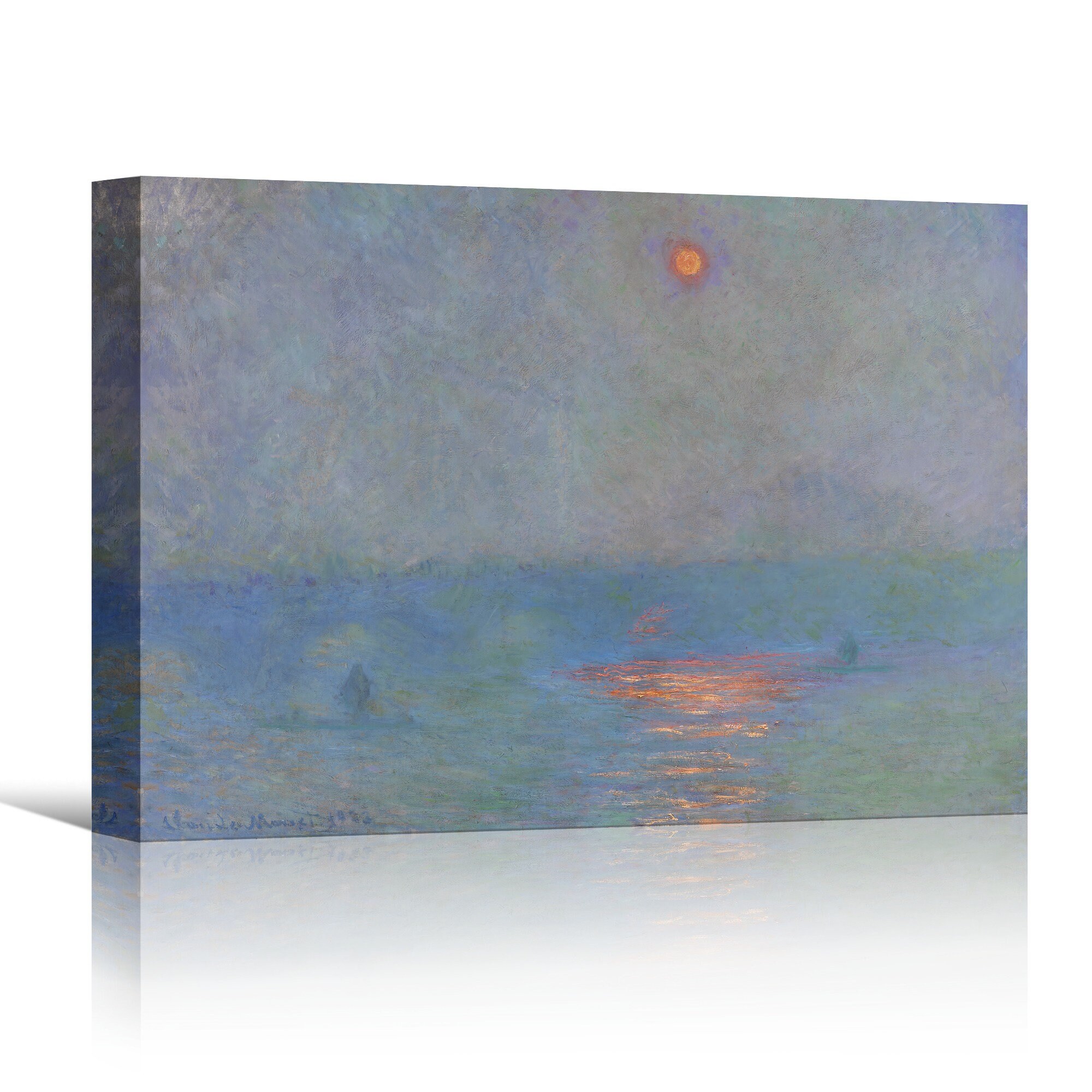 Claude Monet Framed Canvas | Waterloo Bridge Sunlight in the Fog