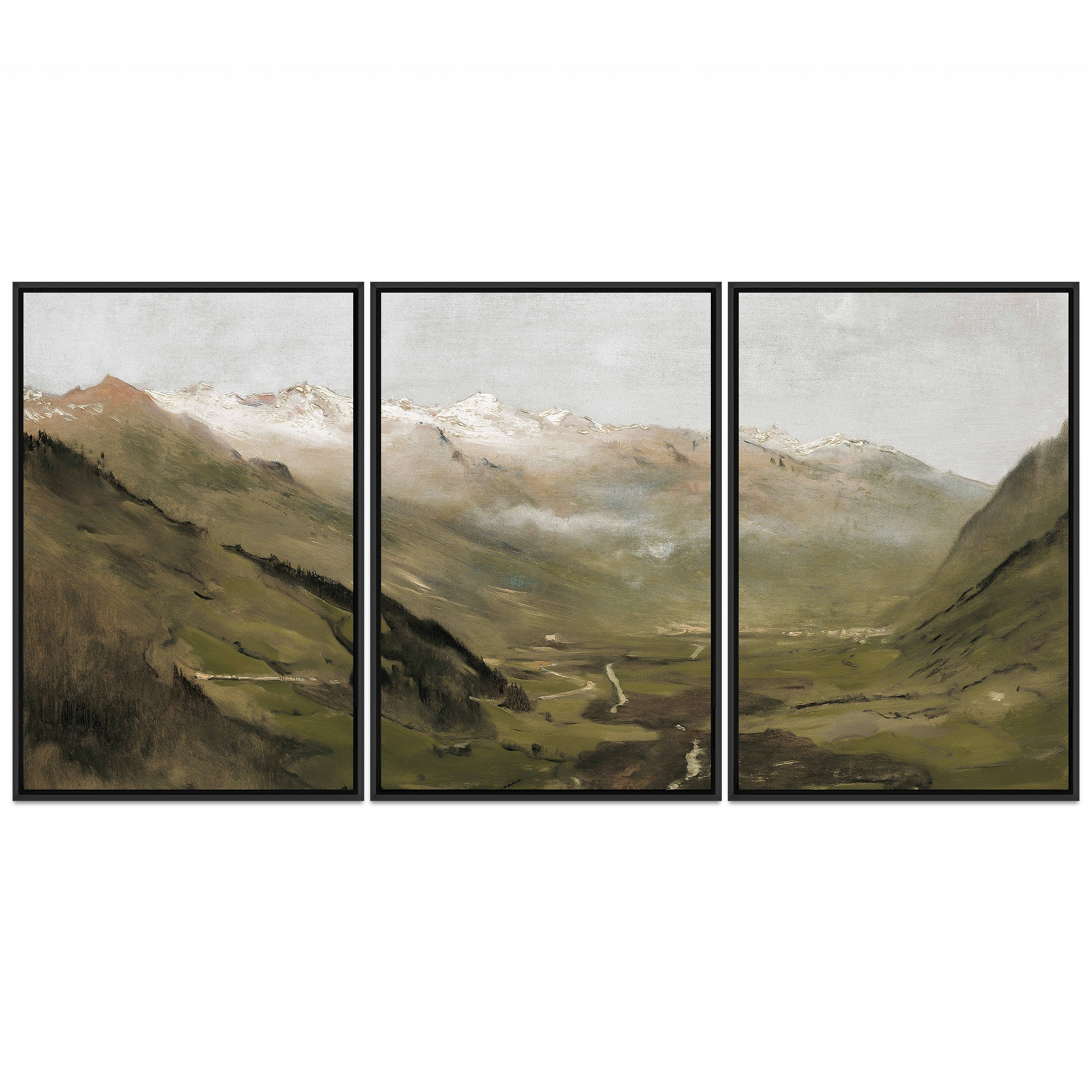 3 Piece Canvas Wall Art Set, Oil Painting Mountain Landscape ...