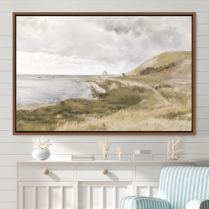 Vintage Landscape Large Wall Art Print, Seaside Cliffs Ocean Scenery Framed Large Gallery Art, Vintage Art, Minimalist Art, Gift, Wall Decor