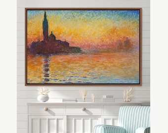 Claude Monet Framed Canvas Print | San Giorgio Maggiore at Dusk, Frame Large Wall Art, Fine Art, Vintage Art,Minimalist Art,Gift,Wall Decor