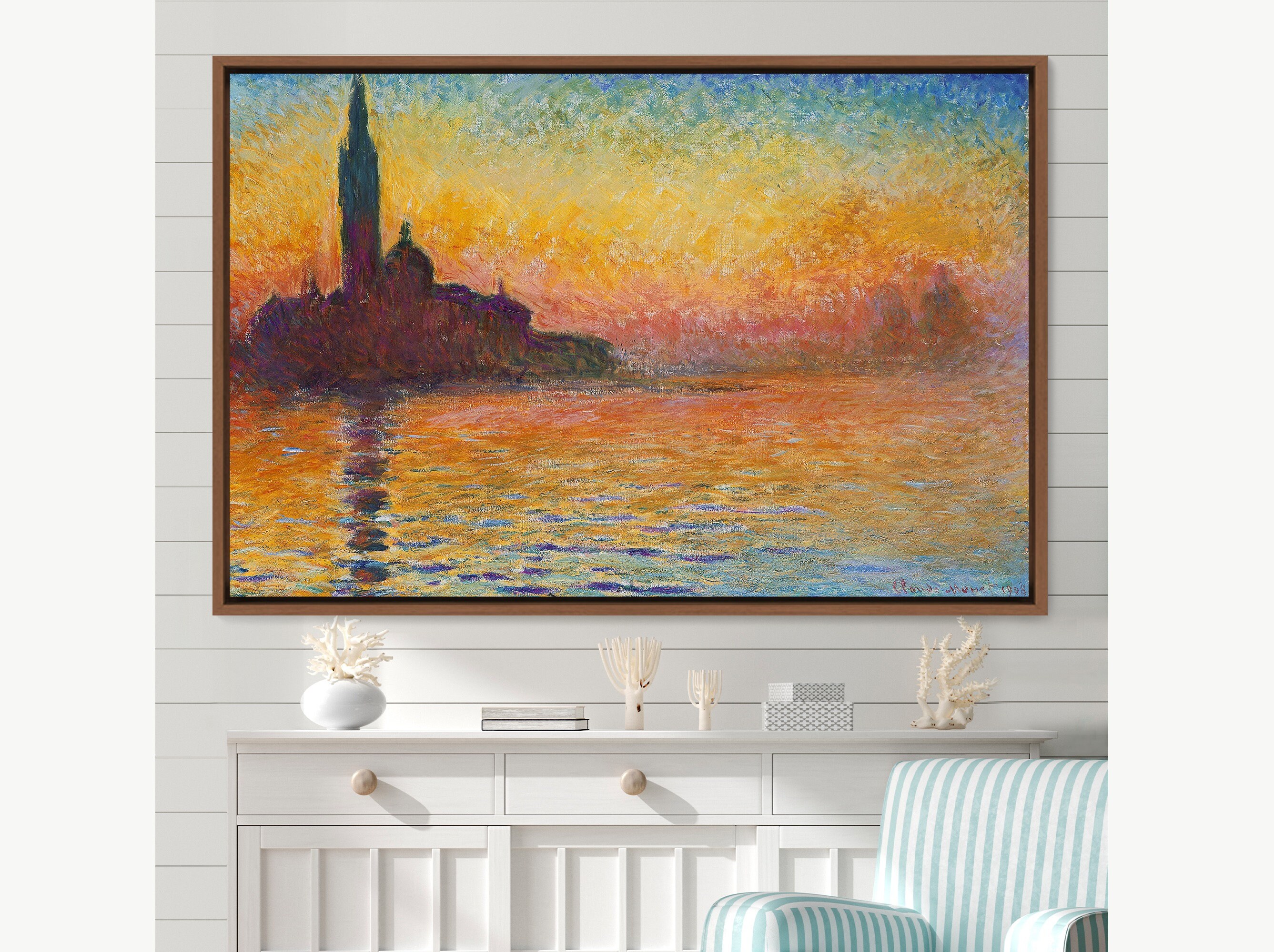 Claude Monet Framed Canvas Print | San Giorgio Maggiore at Dusk