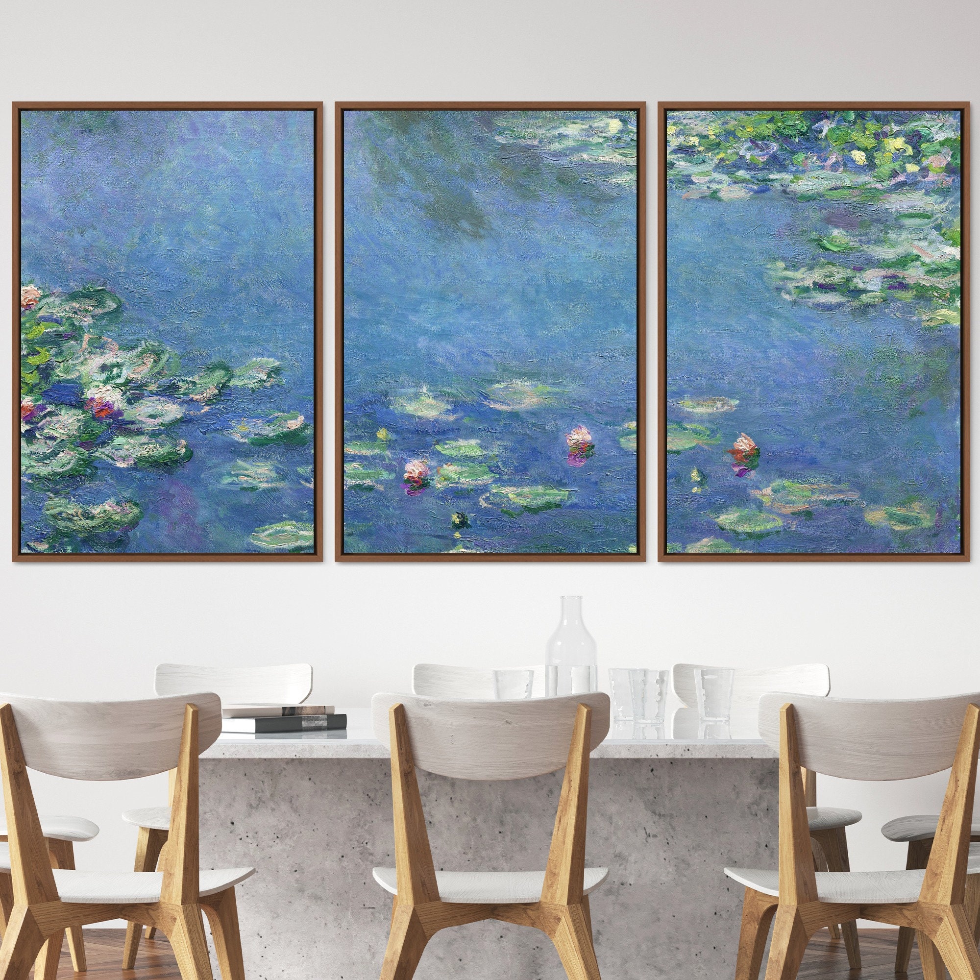 Claude Monet 3 Piece Canvas Wall Art Set | Water Lilies 1906