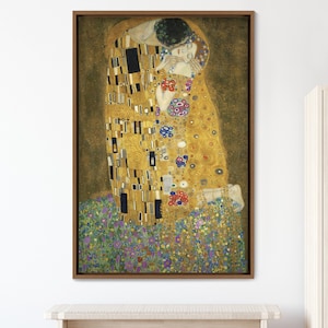 The Kiss by Gustav Klimt People Historic Illustrations Fine Art, Canvas Art Print, Frame Large Wall Art, Gift, Living Room Wall Decor