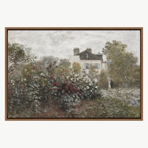 Framed Canvas Oil Painting Landscape Wall Art, Nature Framed Large Gallery Art, Green Art, Vintage Art, Minimalist Art, Gift, Wall Decor