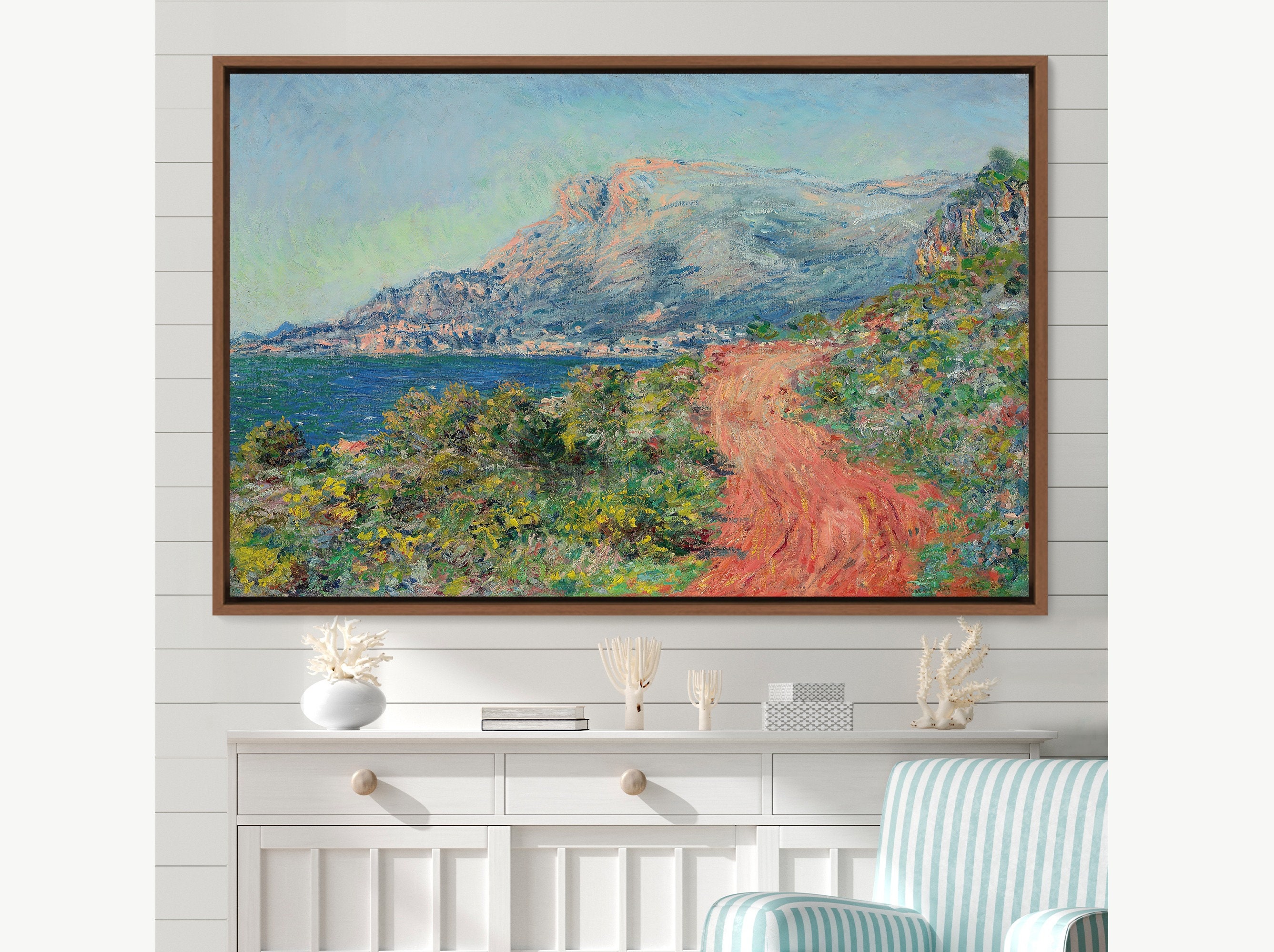 Claude Monet Framed Canvas Print | the Red Road Near Menton, Frame