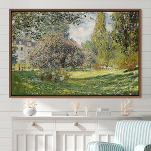 Claude Monet Framed Canvas Print | The Parc Monceau, Frame Large Wall Art, Green Art, Vintage Art, Minimalist Art, Gift, Wall Decor