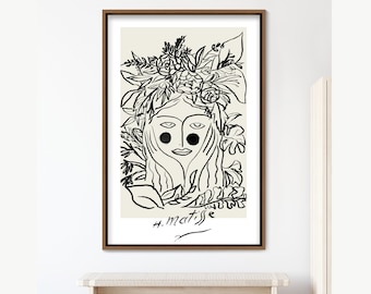 Matisse Wall Art Print,Floral Nature Woman Portrait Abstract Shapes Illustrations Art,Frame Large Wall Art,Vintage Minimalist Art,Gift,Decor