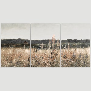 3 Piece Canvas Wall Art Set, Landscape Wall Art Wildflower Field Oil ...