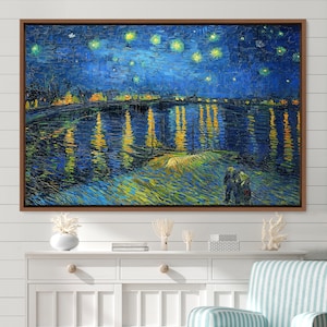 Vincent Van Gogh Starry Night Over The Rhone Canvas Art Print, Frame Large Wall Art, Green Art, Vintage Art, Minimalist Art, Gift,Wall Decor